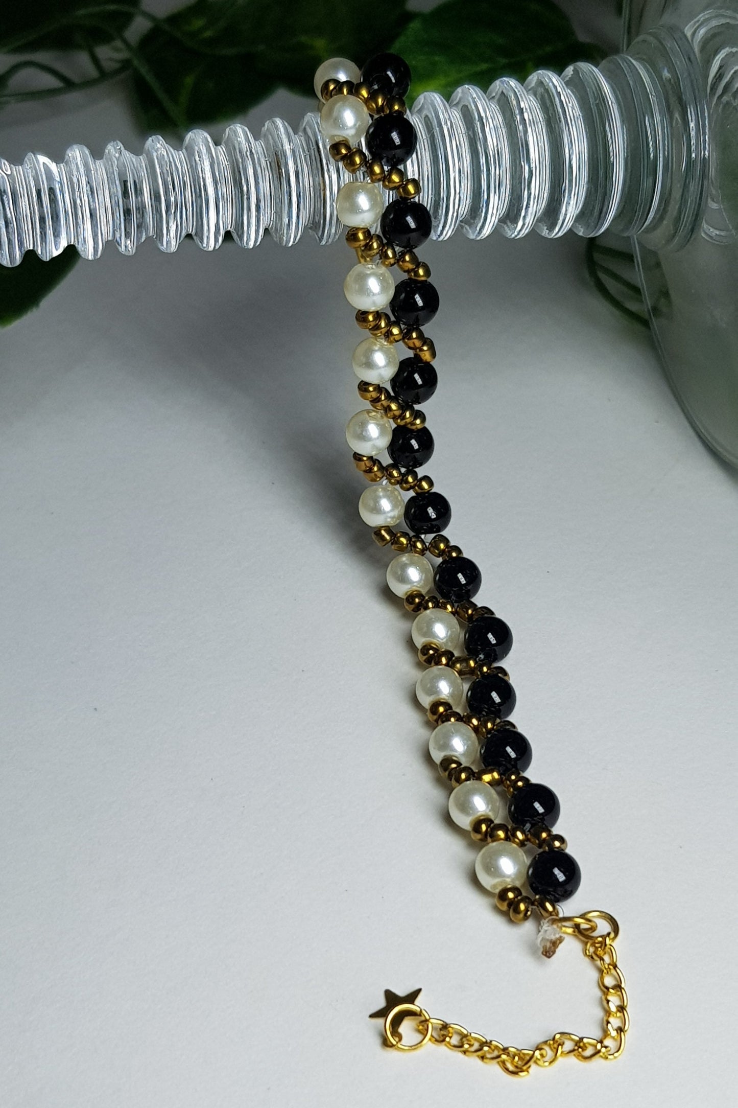 Noir & Pearl Elegance Bracelet